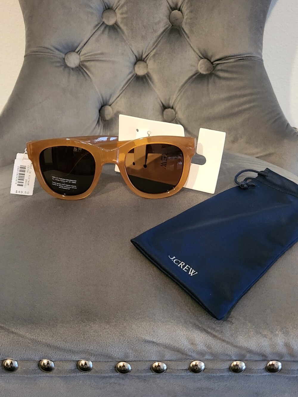 J. Crew Men’s Tan Acetate Sunglasses with Brown Lenses